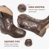 imageKids Cowgirl Boots for Girls Western Square Toe Girls Sparkle Boots Zipper Mid Calf Low Heel Horse Riding for Toddler Little Big KidsBrown Pink