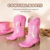 imageKids Cowgirl Boots for Girls Western Square Toe Girls Sparkle Boots Zipper Mid Calf Low Heel Horse Riding for Toddler Little Big KidsFuchsia Rainbow