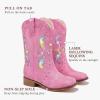 imageKids Cowgirl Boots for Girls Western Square Toe Girls Sparkle Boots Zipper Mid Calf Low Heel Horse Riding for Toddler Little Big KidsFuchsia Rainbow