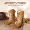 imageKids Cowgirl Boots for Girls Western Square Toe Girls Sparkle Boots Zipper Mid Calf Low Heel Horse Riding for Toddler Little Big KidsKhaki Gold
