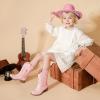 imageKids Cowgirl Boots for Girls Western Square Toe Girls Sparkle Boots Zipper Mid Calf Low Heel Horse Riding for Toddler Little Big KidsPink