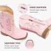 imageKids Cowgirl Boots for Girls Western Square Toe Girls Sparkle Boots Zipper Mid Calf Low Heel Horse Riding for Toddler Little Big KidsPink