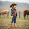 imageKids Cowgirl Boots for Girls Western Square Toe Girls Sparkle Boots Zipper Mid Calf Low Heel Horse Riding for Toddler Little Big KidsTan Blue