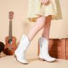 imageKids Cowgirl Boots for Girls Western Square Toe Girls Sparkle Boots Zipper Mid Calf Low Heel Horse Riding for Toddler Little Big KidsWhite