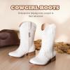 imageKids Cowgirl Boots for Girls Western Square Toe Girls Sparkle Boots Zipper Mid Calf Low Heel Horse Riding for Toddler Little Big KidsWhite