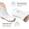 imageKids Cowgirl Boots for Girls Western Square Toe Girls Sparkle Boots Zipper Mid Calf Low Heel Horse Riding for Toddler Little Big KidsWhite