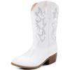 imageCowboy Boots for Girls Pointed Toe Kids Cowgirl Boots Mid Calf Western Youth Cowgirl Boots Horse Riding Party for Toddler Little Big KidsWhite Rhinestone