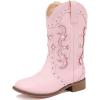 imageKids Cowgirl Boots for Girls Western Square Toe Girls Sparkle Boots Zipper Mid Calf Low Heel Horse Riding for Toddler Little Big KidsPink