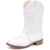 imageKids Cowgirl Boots for Girls Western Square Toe Girls Sparkle Boots Zipper Mid Calf Low Heel Horse Riding for Toddler Little Big KidsWhite