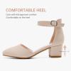 imageLittle Girls Sandals Closed Toe High Heels Formal Dress Shoes Ankle Strap Pointed Toe Heeled for Little Big Kids in Wedding Party Block Chunky Pump ShoesClassic Nubuck Nude