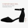 imageLittle Girls Sandals Closed Toe High Heels Formal Dress Shoes Ankle Strap Pointed Toe Heeled for Little Big Kids in Wedding Party Block Chunky Pump ShoesClassic Nubuck Black