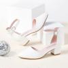 imageLittle Girls Sandals Closed Toe High Heels Formal Dress Shoes Ankle Strap Pointed Toe Heeled for Little Big Kids in Wedding Party Block Chunky Pump ShoesClassic Pu White