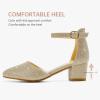 imageLittle Girls Sandals Closed Toe High Heels Formal Dress Shoes Ankle Strap Pointed Toe Heeled for Little Big Kids in Wedding Party Block Chunky Pump ShoesClassic Glitter Gold
