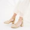 imageLittle Girls Sandals Closed Toe High Heels Formal Dress Shoes Ankle Strap Pointed Toe Heeled for Little Big Kids in Wedding Party Block Chunky Pump ShoesClassic Glitter Gold