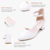 imageLittle Girls Sandals Closed Toe High Heels Formal Dress Shoes Ankle Strap Pointed Toe Heeled for Little Big Kids in Wedding Party Block Chunky Pump ShoesClassic Pu White