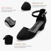 imageLittle Girls Sandals Closed Toe High Heels Formal Dress Shoes Ankle Strap Pointed Toe Heeled for Little Big Kids in Wedding Party Block Chunky Pump ShoesClassic Suede Black