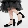 imageLittle Girls Sandals Closed Toe High Heels Formal Dress Shoes Ankle Strap Pointed Toe Heeled for Little Big Kids in Wedding Party Block Chunky Pump ShoesClassic Nubuck Black