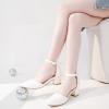 imageLittle Girls Sandals Closed Toe High Heels Formal Dress Shoes Ankle Strap Pointed Toe Heeled for Little Big Kids in Wedding Party Block Chunky Pump ShoesClassic Pu White