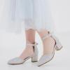 imageLittle Girls Sandals Closed Toe High Heels Formal Dress Shoes Ankle Strap Pointed Toe Heeled for Little Big Kids in Wedding Party Block Chunky Pump ShoesClassic Shimmer Silver