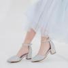 imageLittle Girls Sandals Closed Toe High Heels Formal Dress Shoes Ankle Strap Pointed Toe Heeled for Little Big Kids in Wedding Party Block Chunky Pump ShoesClassic Shimmer Silver