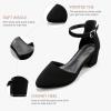 imageLittle Girls Sandals Closed Toe High Heels Formal Dress Shoes Ankle Strap Pointed Toe Heeled for Little Big Kids in Wedding Party Block Chunky Pump ShoesClassic Nubuck Black