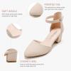 imageLittle Girls Sandals Closed Toe High Heels Formal Dress Shoes Ankle Strap Pointed Toe Heeled for Little Big Kids in Wedding Party Block Chunky Pump ShoesClassic Nubuck Nude