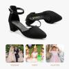 imageLittle Girls Sandals Closed Toe High Heels Formal Dress Shoes Ankle Strap Pointed Toe Heeled for Little Big Kids in Wedding Party Block Chunky Pump ShoesClassic Suede Black