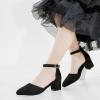 imageLittle Girls Sandals Closed Toe High Heels Formal Dress Shoes Ankle Strap Pointed Toe Heeled for Little Big Kids in Wedding Party Block Chunky Pump ShoesClassic Suede Black