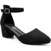 imageLittle Girls Sandals Closed Toe High Heels Formal Dress Shoes Ankle Strap Pointed Toe Heeled for Little Big Kids in Wedding Party Block Chunky Pump ShoesClassic Suede Black