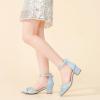 imageGirls Sandals Closed Toe High Heels Pointed Toe Ankle Strap Pumps Flower Girl Dressy Shoes in Wedding Party Cute Bowknot Chunky Block Heeled for Little Big KidsRhinestone Satin Blue