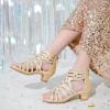 imageLittle Girls Sandals High Heels Formal Shoes Open Toe Pump Sandals Glitter Party Wedding Shoes for Big Kids ToddlerG Glitter Cham