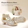 imageLittle Girls Sandals High Heels Formal Shoes Open Toe Pump Sandals Glitter Party Wedding Shoes for Big Kids ToddlerG Glitter Cham