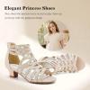 imageLittle Girls Sandals High Heels Formal Shoes Open Toe Pump Sandals Glitter Party Wedding Shoes for Big Kids ToddlerG Glitter Rose Gold