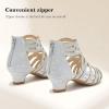 imageLittle Girls Sandals High Heels Formal Shoes Open Toe Pump Sandals Glitter Party Wedding Shoes for Big Kids ToddlerG Glitter Silver