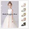 imageLittle Girls Sandals High Heels Formal Shoes Open Toe Pump Sandals Glitter Party Wedding Shoes for Big Kids ToddlerR Glitter Cham