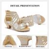 imageLittle Girls Sandals High Heels Formal Shoes Open Toe Pump Sandals Glitter Party Wedding Shoes for Big Kids ToddlerR Glitter Cham