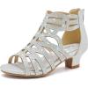imageLittle Girls Sandals High Heels Formal Shoes Open Toe Pump Sandals Glitter Party Wedding Shoes for Big Kids ToddlerG Glitter Silver