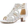 imageLittle Girls Sandals High Heels Formal Shoes Open Toe Pump Sandals Glitter Party Wedding Shoes for Big Kids ToddlerG Glitter White