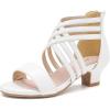 imageLittle Girls Sandals High Heels Formal Shoes Open Toe Pump Sandals Glitter Party Wedding Shoes for Big Kids ToddlerR Pu White