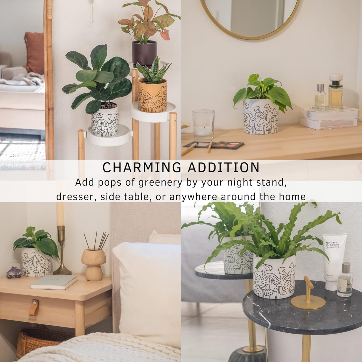 Mushroom Decor Planter Handmade Design Ceramic Vase Unique Retro Plant Pot Indoor Plants Flower Pot Modern Boho Cottagecore Room Decor Cute Vintage Aesthetic Decoration Funky Accent Piece Gift