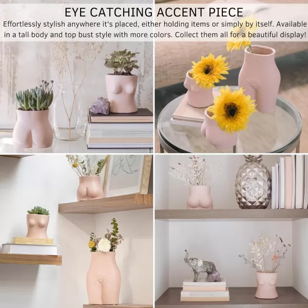 Body Vase Female Form Butt Planter Booty Vases for Flowers Boob Planter Bust Flower Vases wDrainage Hole Speckled Matte Pink Ceramic Cheeky Cute Small Indoor Plant Pot Modern Boho Room Decor