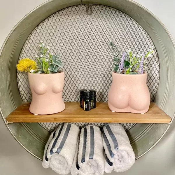 Body Vase Female Form Butt Planter Booty Vases for Flowers Boob Planter Bust Flower Vases wDrainage Hole Speckled Matte Pink Ceramic Cheeky Cute Small Indoor Plant Pot Modern Boho Room Decor
