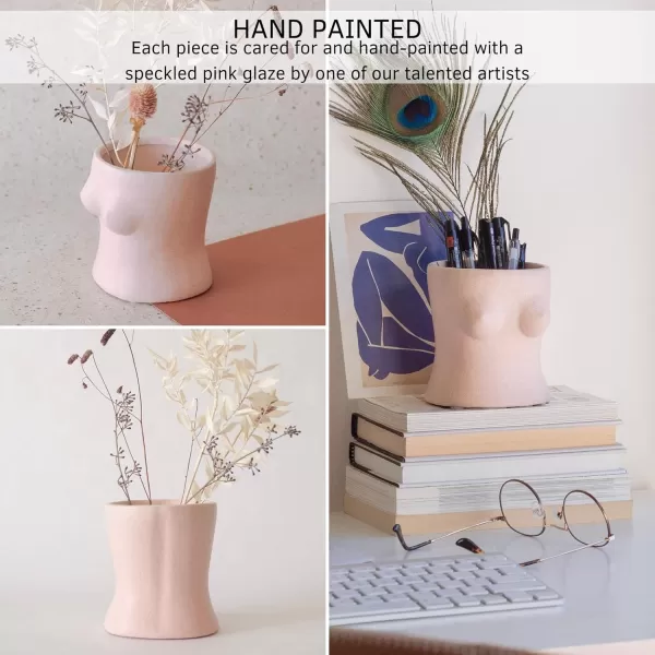 Body Vase Female Form Butt Planter Booty Vases for Flowers Boob Planter Bust Flower Vases wDrainage Hole Speckled Matte Pink Ceramic Cheeky Cute Small Indoor Plant Pot Modern Boho Room Decor