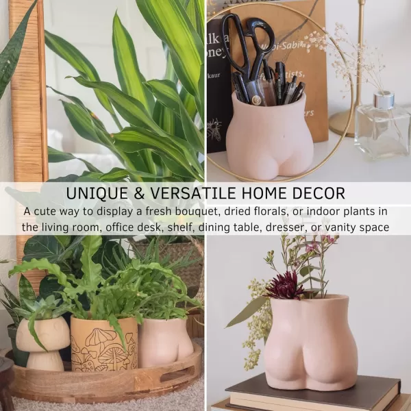 Body Vase Female Form Butt Planter Cheeky Flower Vases wDrainage Speckled Matte Nude Ceramic Women Booty Shaped Sculpture Modern Boho Decor Plant Pot Feminist Cute Minimalist Chic Small BathroomBlush Pink Bottom