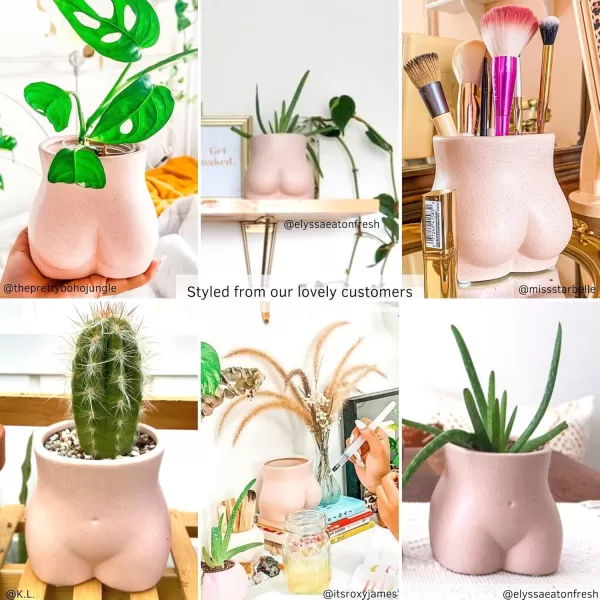 Body Vase Female Form Butt Planter Cheeky Flower Vases wDrainage Speckled Matte Nude Ceramic Women Booty Shaped Sculpture Modern Boho Decor Plant Pot Feminist Cute Minimalist Chic Small BathroomBlush Pink Bottom