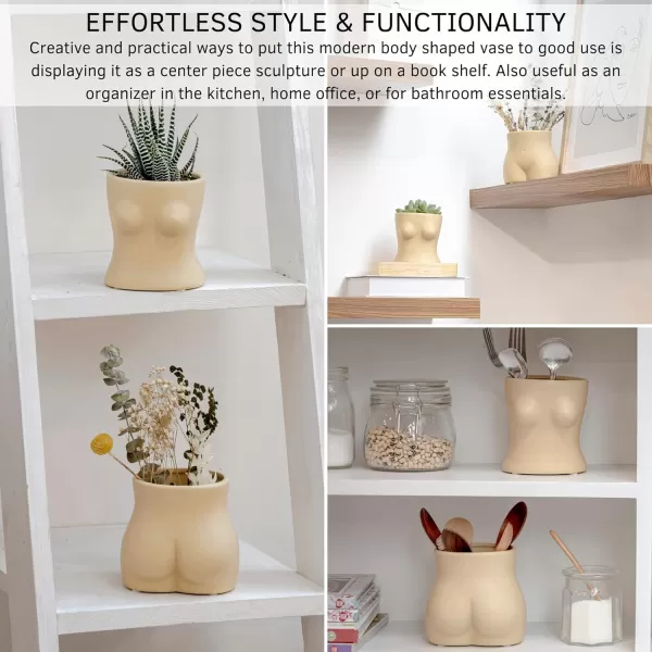 Body Vase Female Form Butt Planter Cheeky Flower Vases wDrainage Speckled Matte Nude Ceramic Women Booty Shaped Sculpture Modern Boho Decor Plant Pot Feminist Cute Minimalist Chic Small BathroomSandy Nude Bottom