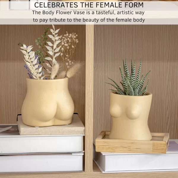 Body Vase Female Form Butt Planter Cheeky Flower Vases wDrainage Speckled Matte Nude Ceramic Women Booty Shaped Sculpture Modern Boho Decor Plant Pot Feminist Cute Minimalist Chic Small BathroomSandy Nude Bottom