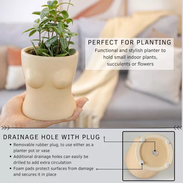 Boob Planter Body Vase Female Form Bust Flower Vases wDrainage Hole Speckled Matte Finish Modern Boho Home Decor Cute Small Indoor Plant Pot Feminist Woman Shaped Sculpture Unique Aesthetic