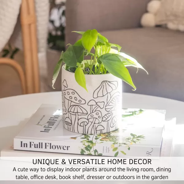 Mushroom Decor Planter Handmade Design Speckled White and Tan Ceramic Indoor Plant Pot for Succulents Vase Modern Boho Cottagecore Room Decor Trendy Ornament Cute Vintage Aesthetic Home Decor Gift