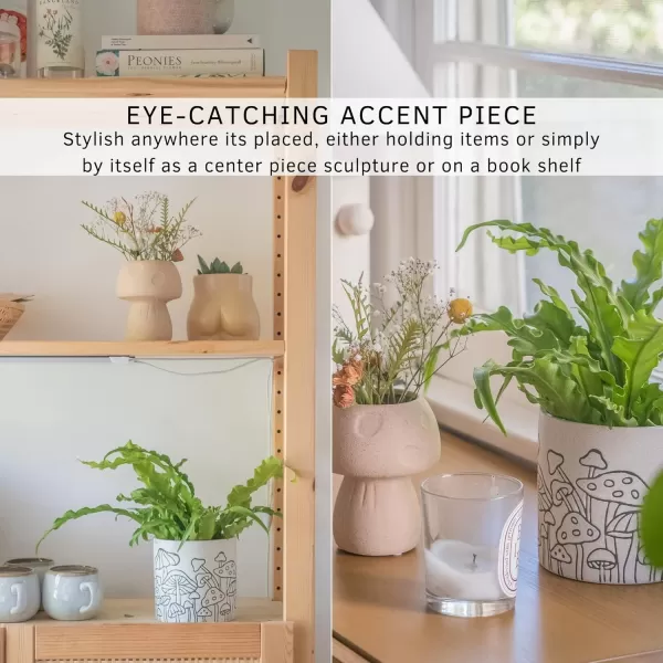 Mushroom Decor Planter Handmade Design Speckled White and Tan Ceramic Indoor Plant Pot for Succulents Vase Modern Boho Cottagecore Room Decor Trendy Ornament Cute Vintage Aesthetic Home Decor Gift